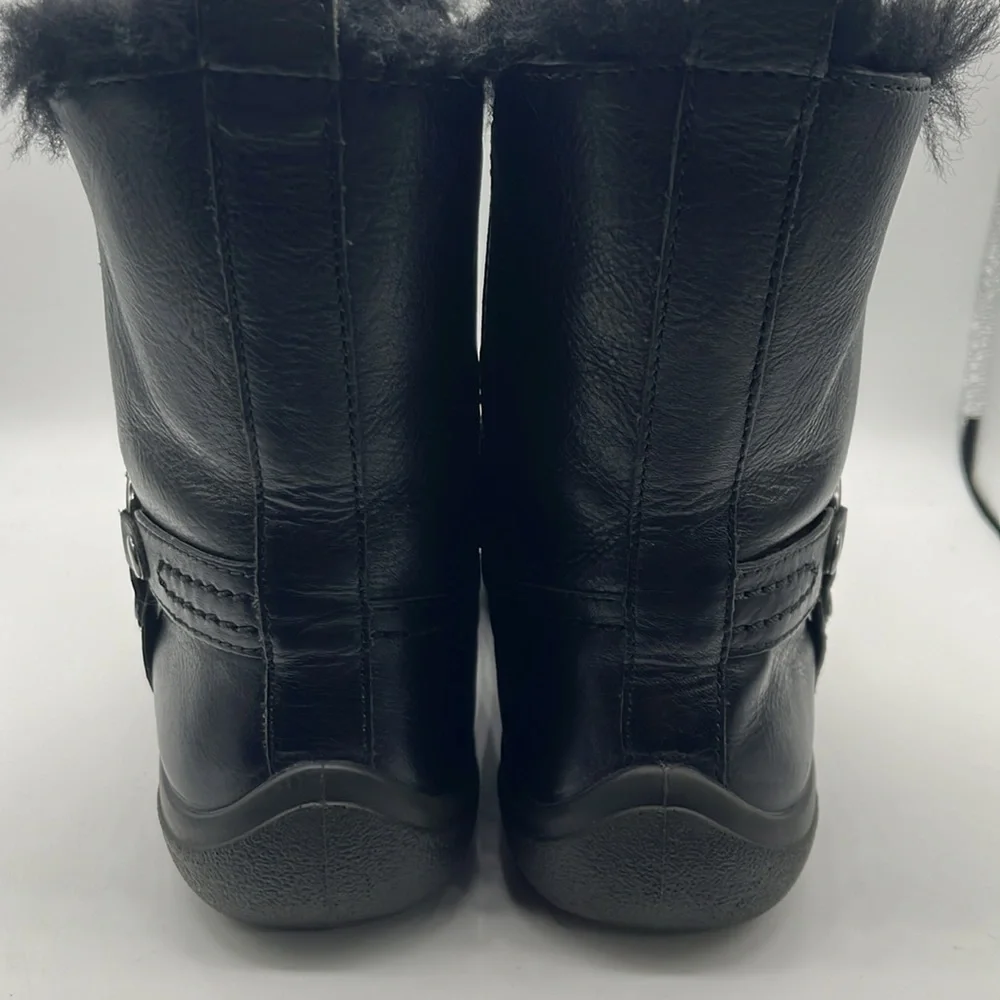 Obeo - Zoey Leather & Sheepskin Black Women's Black warm Ankle Boots Sz 7